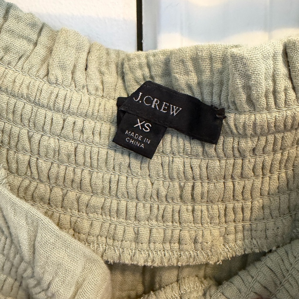 J. Crew Sage Green Peasant Top Puff Sleeve XS - Picture 4 of 4